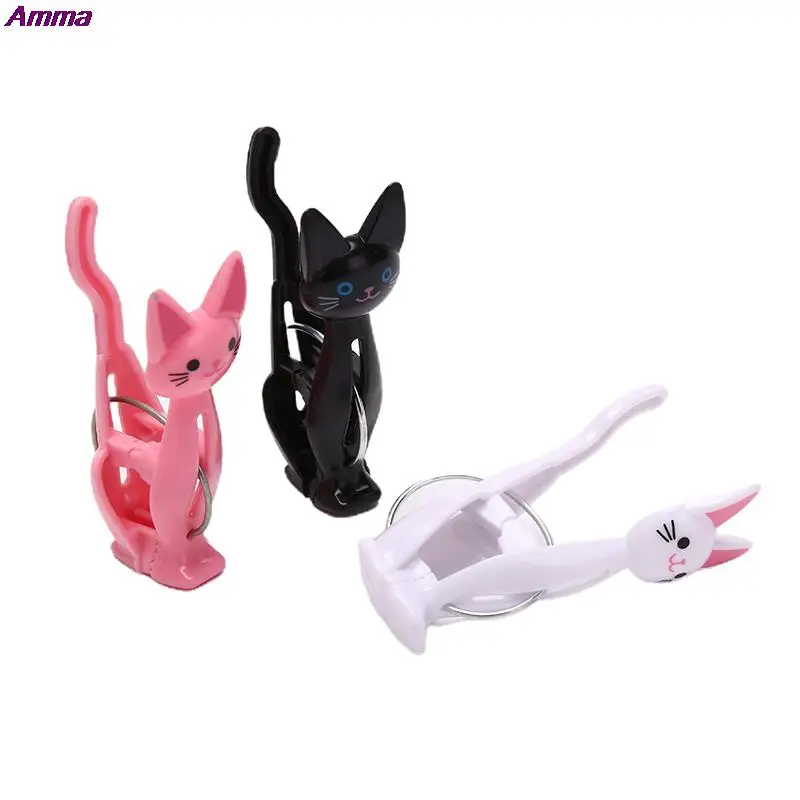 4Pcs Cute Cats Plastic Clothes Pegs Clothespins Cartoon Beach Towel Clips Bed Sheet Socks Windproof Laundry Pins