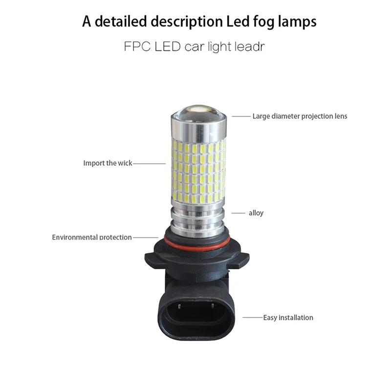 JIACHI 50PCS Car Accessories 9006 9005 HB4 HB3 Auto Led Bulb Daytime Running Light DRL Vehicle External Lamp White 12-24V 144SMD