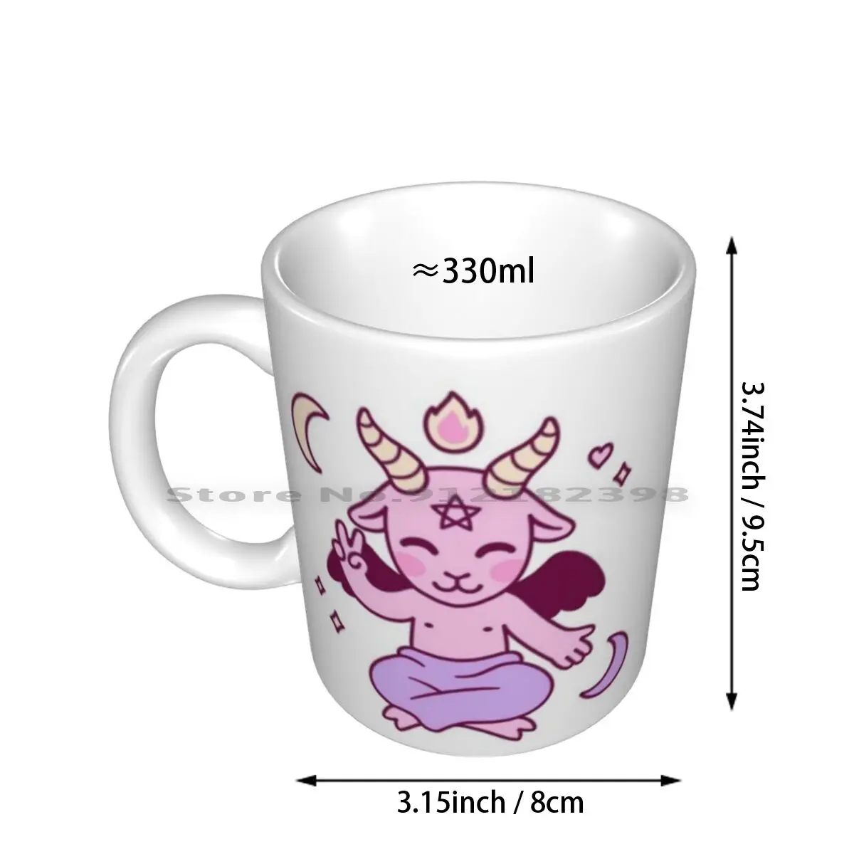 Cute Cartoon Satan , Kawaii Baphomet Ceramic Mugs Coffee Cups Milk Tea Mug Satan Cute Kawaii Cartoon Pink Satanic Devil Goat