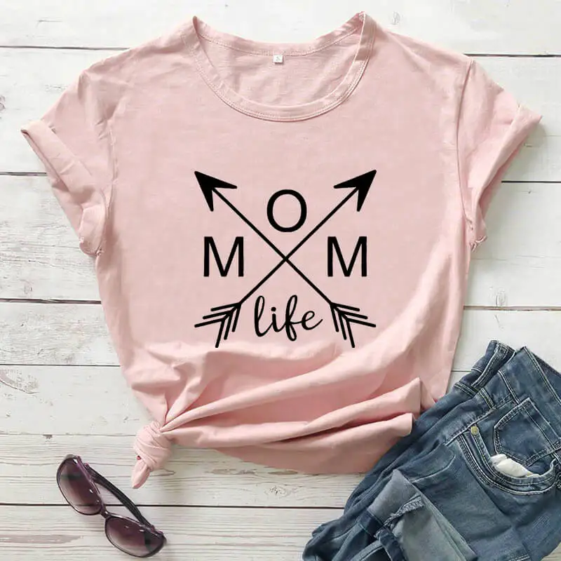 

Love Arrow Funny 100%Cotton Mom Life T-Shirt Mother's Day Gift gift for mom Mama Tee New Mom Shirts