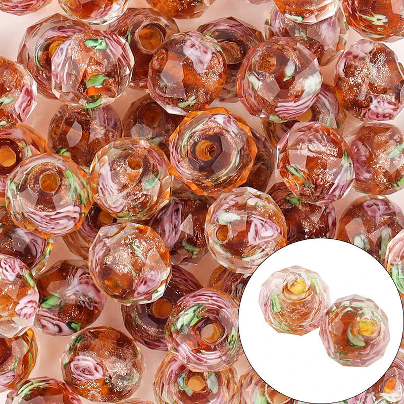 10pcsNew European Colorful Lampwork Glass Beads Murano Plastic Aolly Charm For Girl DIY Bracelets Bangles Women Jewelry Dropship