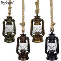 Retro Pendant Lights E27 Hemp Rope Lantern Hang Lamp Vintage Industrial Hanglamp Loft Home decoration lamp Indoor Bar light