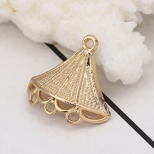 Zinc Based Alloy Chandelier Connectors Fan-shaped For Earrings Necklace DIY Gold Color Silver Color Charms 18mm x 17mm, 20 PCs