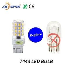 High Power Auto 12V 7440 T20 led 7443 Dual Light Function W21/5W Turn Signal cars warm white Yellow Amber