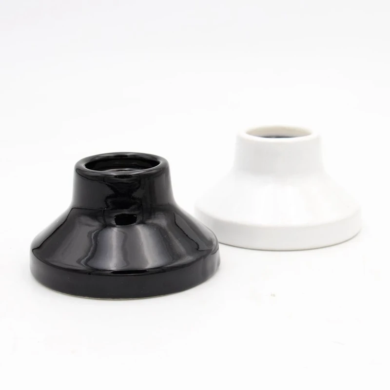 Ceramic Ceiling Light Bulb Holder E27 Portalamparas Screw Lamp Socket White Black Porcelain Bulb Base Fittings