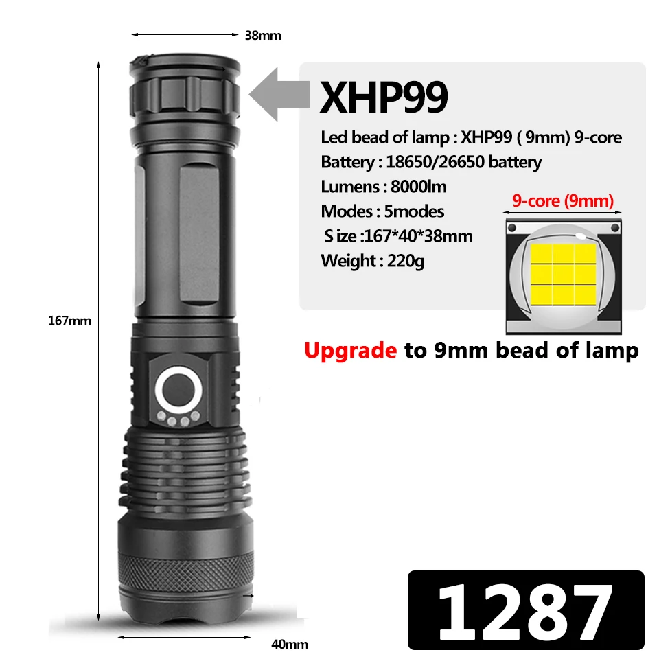 XHP90.2 High Quality Ultra Bright Tactical Led Flashlight Powerful Torch Usb Rechargeable 18650 26650 Battery Waterproof Lantern