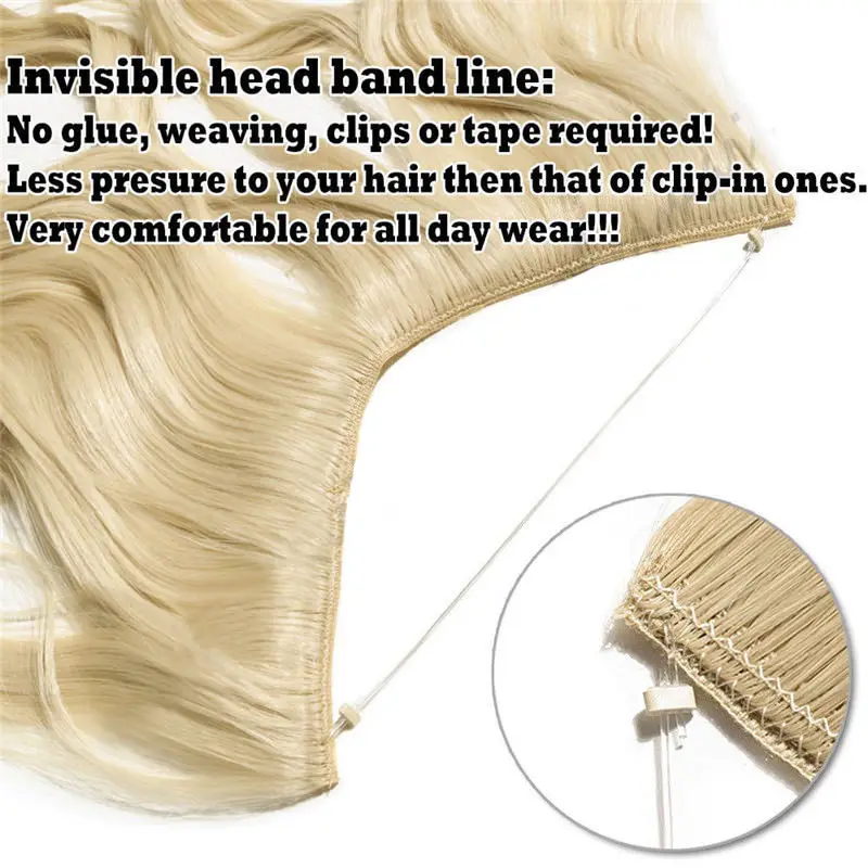 S-Noilite-Fio Invisível Sintético Em Extensões De Cabelo, Cabelo Natural, Nenhum Grampo Com Linha Secreta, Fácil Anexar Hairpiece, 20\
