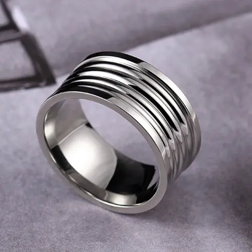 Anillo de acero inoxidable de 10MM de ancho para mujer y hombre