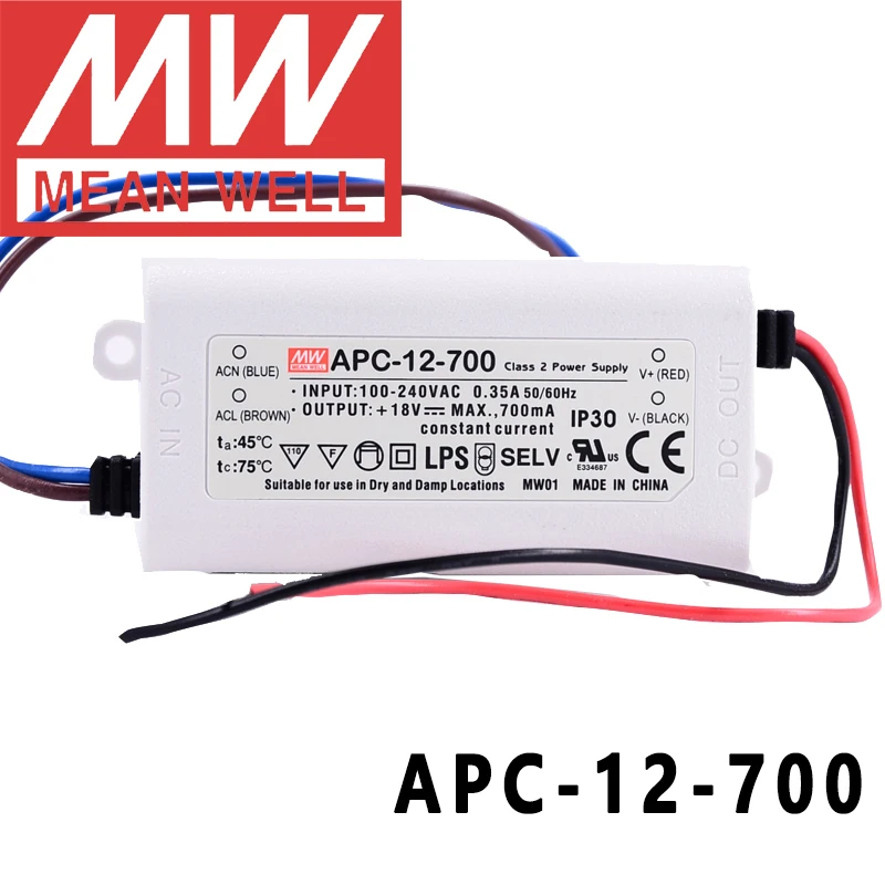 Original Mean Well APC-12-700 meanwell 700mA Constant current 12W Single Output LED Switching Power Supply