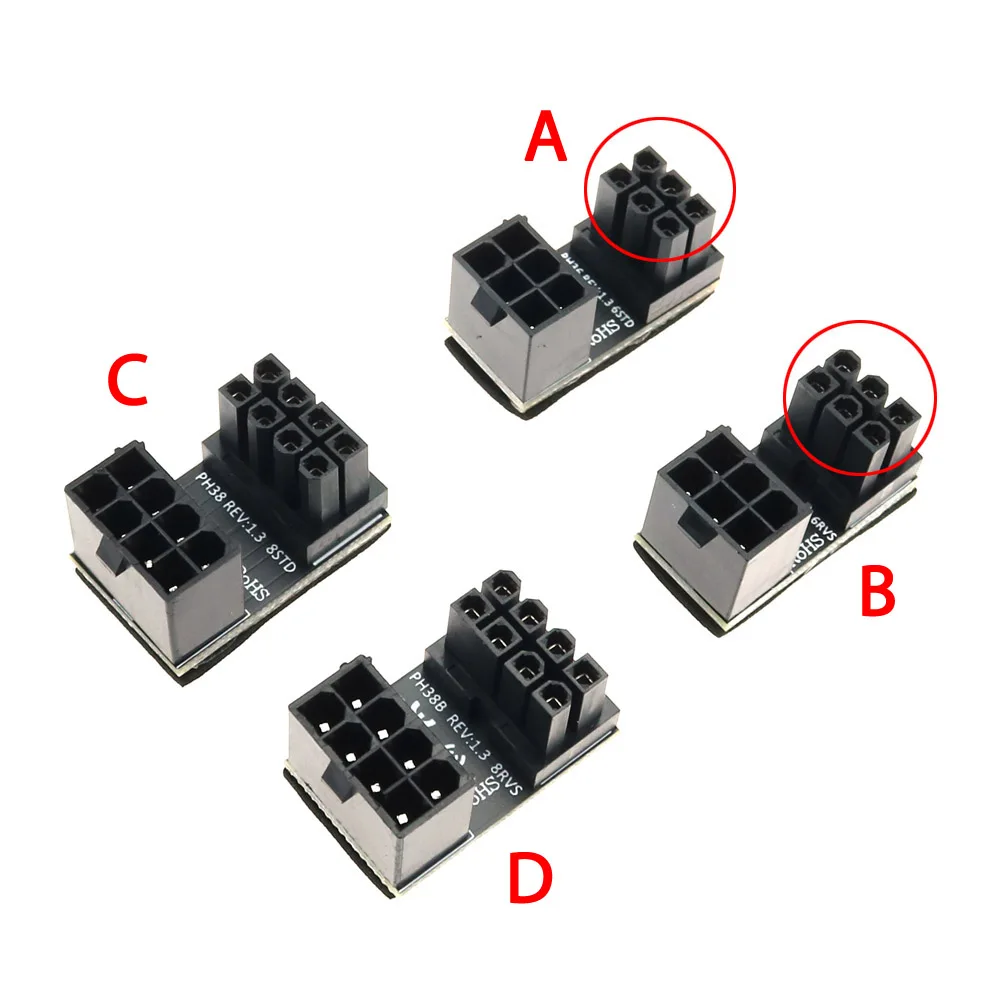 ATX 6pin 8pin maschio 180 gradi angolato a 6pin/8pin adattatore di alimentazione femmina per desktop connettore porta scheda grafica