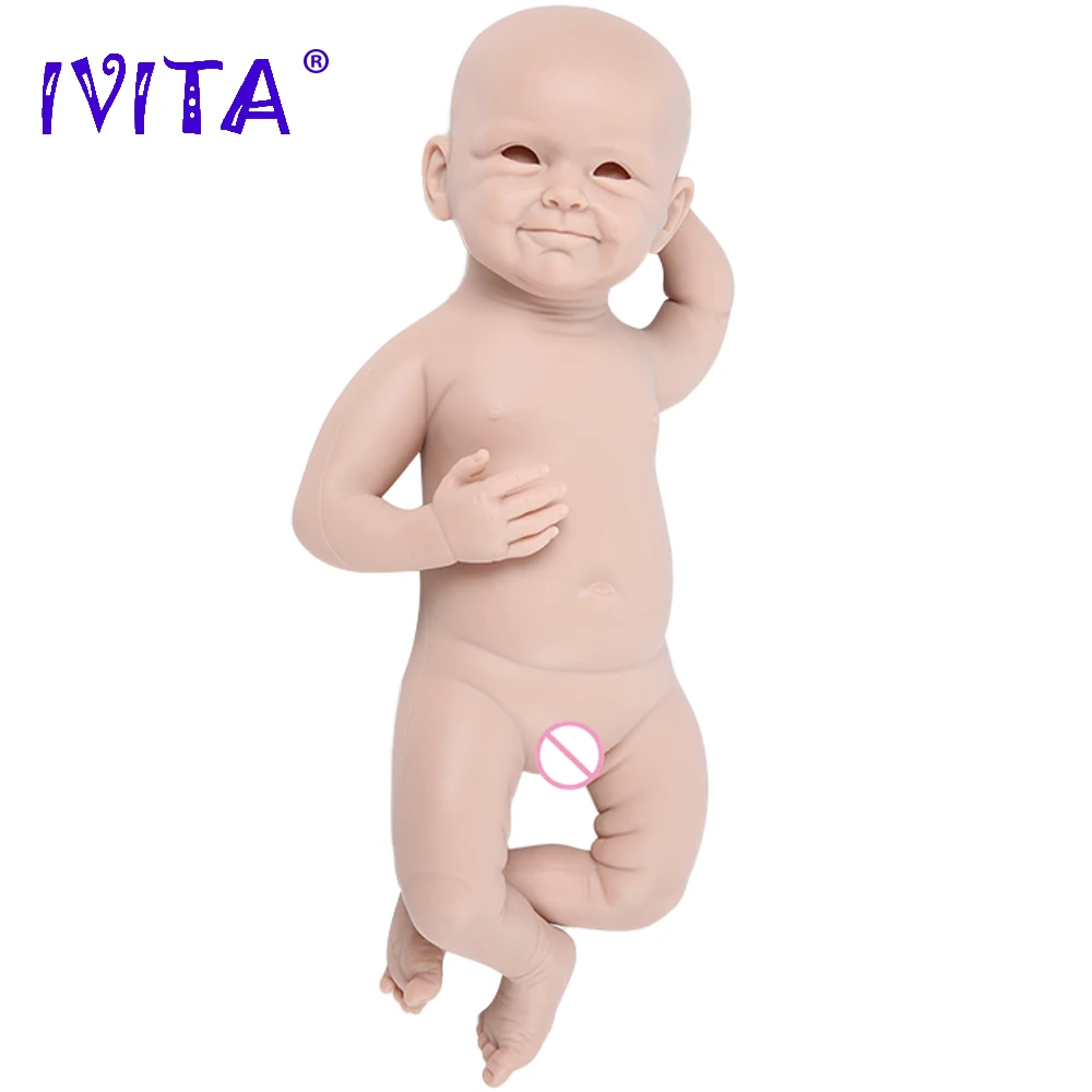 IVITA-Kit de jouets vierges en silicone pour bébé Reborn, poupées souples non peintes et inachevées, 3 couleurs, choix des yeux réalistes, nouveau-né, bricolage