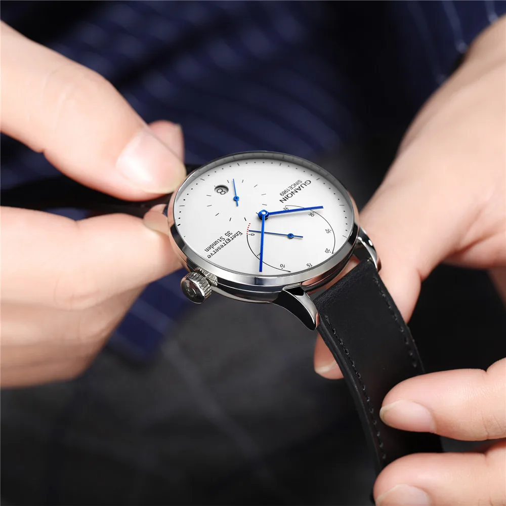 Imagem -06 - Reloj Hombre Guanqin Data Mecânica Relógio de Negócios Automático Masculino Relógios Topo da Marca Luxo Aço Inoxidável Relógio de Pulso Homem