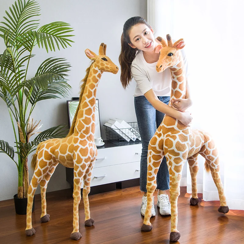 Tamanho gigante simulação girafa brinquedos de pelúcia bonito animal de pelúcia macio vida real tigre boneca presente aniversário para crianças decoração do quarto