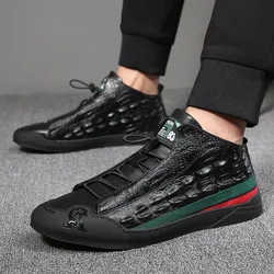 Genuine Leather Men Shoes Casual Daily Trendy Sneakers Mens Black Comfortable Footwear zapatillas de hombre