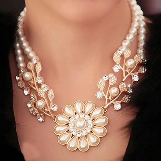 New Arrival Women\'s Bohemian Artificial Pearl Flower Pendant Necklace Choker Jewelry Gift Wholesale Dropshipping