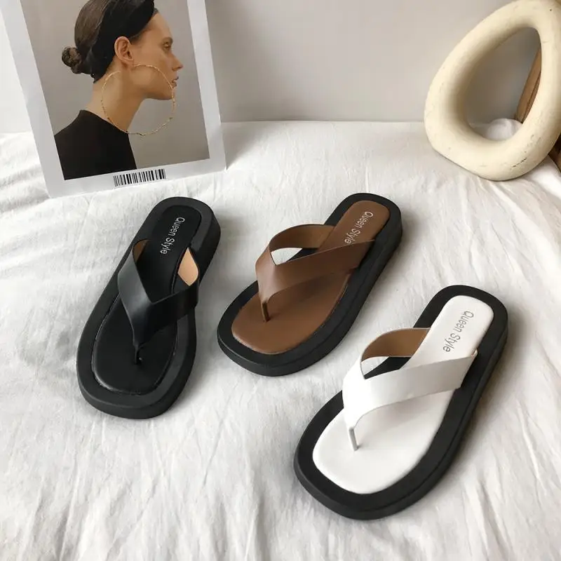 

Similarfree Summer Women Slippers Heel Fashion Flats Shoes New 2021 Slippers Non-Slip Black White Basic Ladies Sandals Shoes