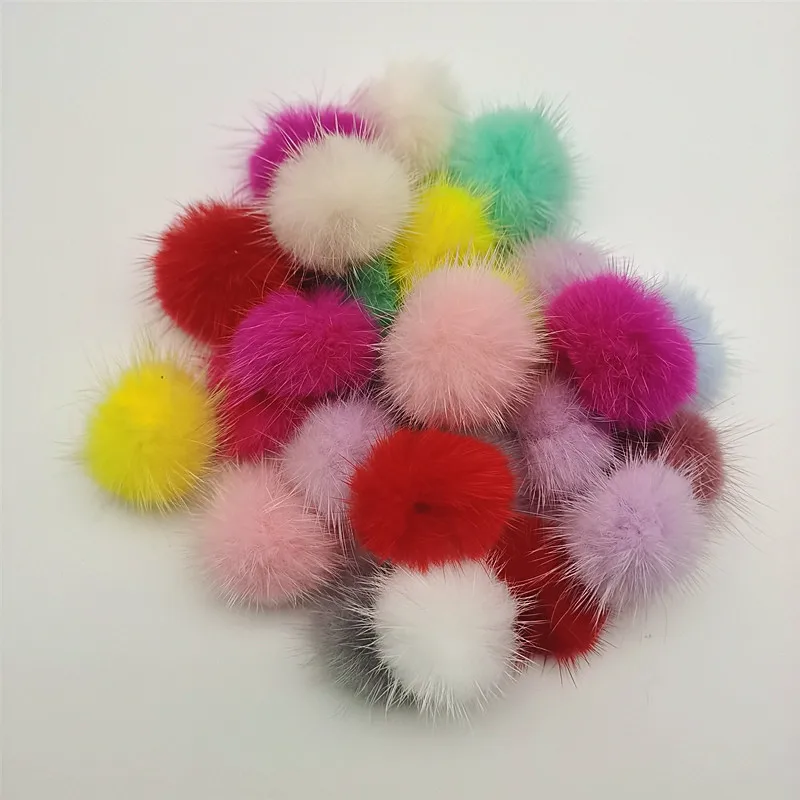 5/10 Pieces 2.5 Cm 3 Cm 4 Cm DIY Mink Fur Ball Pom Pom Ring Key Chain Shoes and Hats DIY Handmade Products Material Accessories