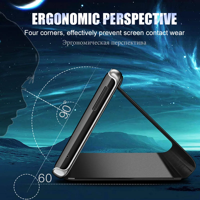 Mirror Clear View Flip Stand Case For Samsung Galaxy S8 S9 S10E S10 S20 FE S21 S22 S23 Note 8 9 10 Plus 20 Ultra Holder Cover