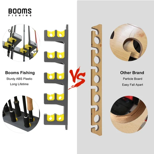 Imagen 2 del producto Booms Fishing-soportes para caña de pescar WV4, estante Vertical para caña de pescar de pared, tienda de hasta 10 cañas para soporte para caña de pescar, herramientas de almacenamiento, 4 colores