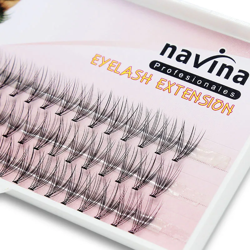 Navina Natürliche lange individuelle Cluster-Wimpernverlängerung, falsche Wimpern, 60 Bündel/Box, Make-up, 10D-Nerz-Flare-Wimpern, Zilien Cilio