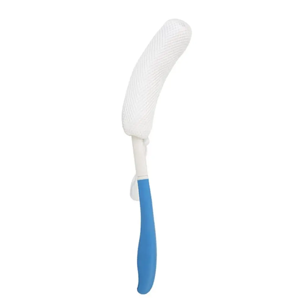 People Bath Sponge Great Ergonomics Suitable For Elderly Silicone Curved Handle Long Anti-Slip Back Scrubber For Shower