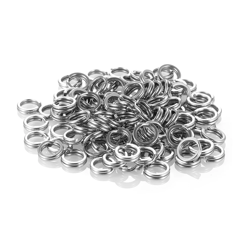 50 or 100 pcs Stainless Steel Split Ring Heavy Duty Fishing Double Ring Connector Fishing Accessories For Fishing Hook Snap Lure