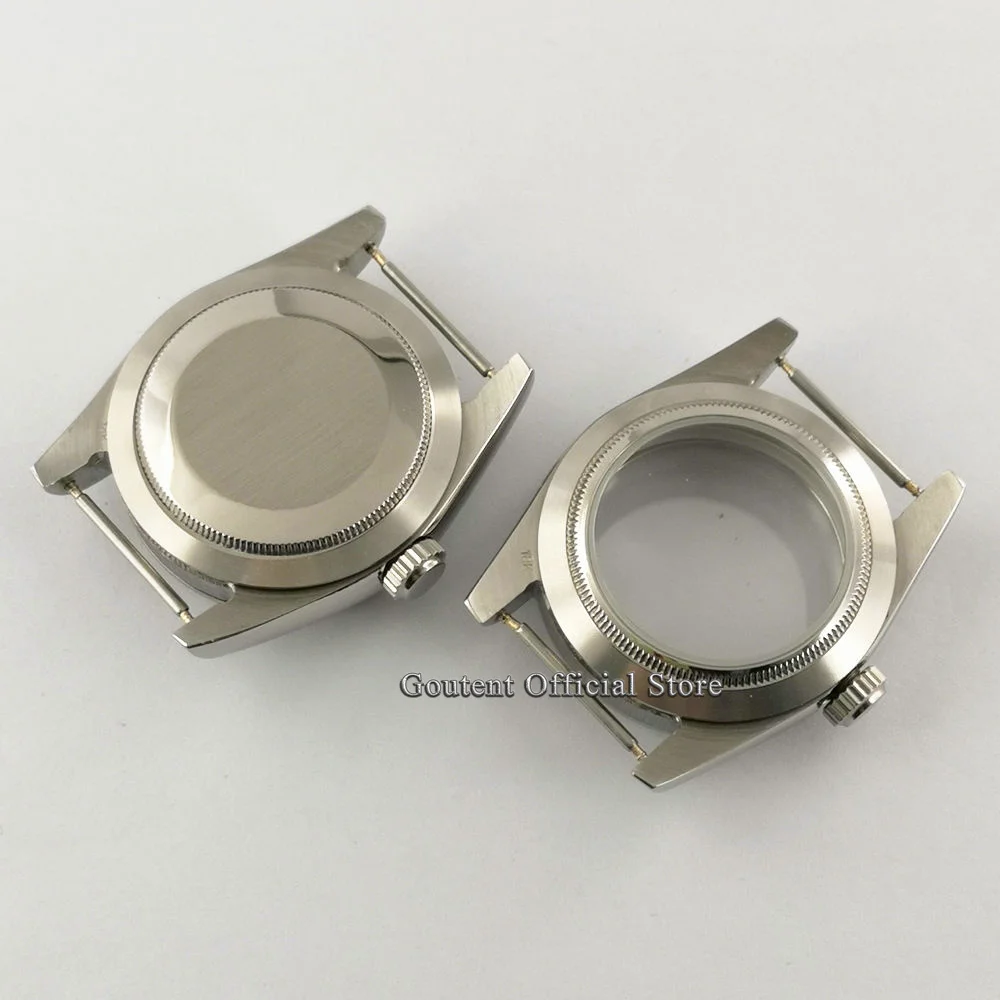 Goutent 36mm 39mm Sterile Silver Watch Case Sapphire Fit NH35 NH36 DG2813 3804 Miyota8205/8215/821A ETA2836 2824 PT5000 Movement