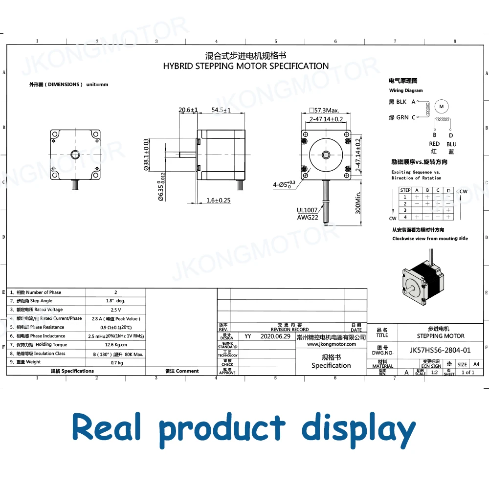 Jkongmotor NEMA23 Schrittmotor 57x56mm D = 8mm/6,35mm 4wires 2,8 EIN Schrittmotor für CNC Gravur Fräsen Maschine 3D Drucker – Detail 2