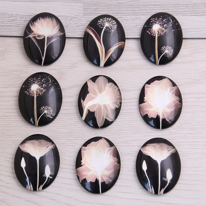 

SWEET BELL 5pcs mix Night sky Fireworks Pattern Oval Glass Cabochon 30*40mm Dome Flat Back DIY Jewelry Finding 9D1483