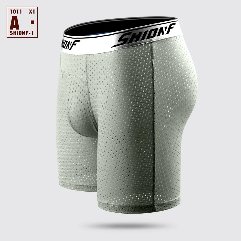 Shionf Long Boxer Men Cuecas Mesh Breathable Underwear Male Underpants Man Boxer Shorts Homme Ice Silk Sportswear Men Size 7XL