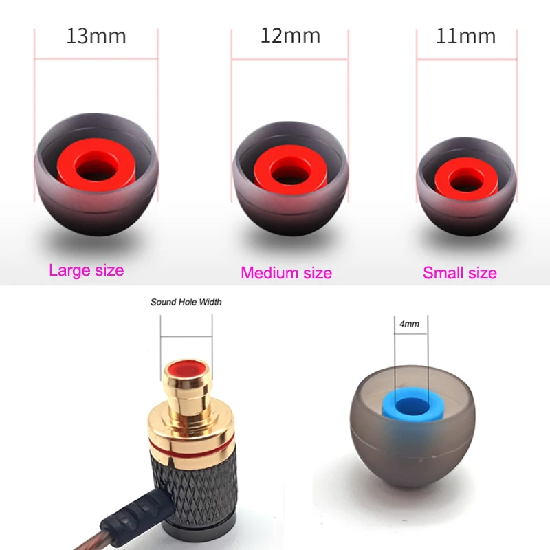 ANJIRUI bantalan telinga earbud silikon 4.0mm, aksesori Headset lengan telinga/headphone dalam telinga 3 pasang