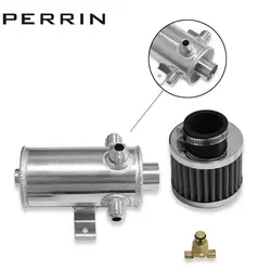 Universal AN10 Aluminium Car Baffled Engine 0.7L Oil Catch Can with 3-Port Breather Filter Kit Fuel Tank Black Silver