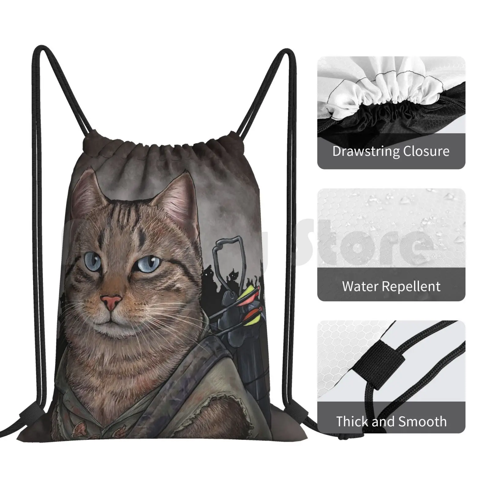 Mochila Daryl Dixon Cat, Saco de cordão, Saco de ginástica de escalada, Walking Dead Cats, Kitty Zombies