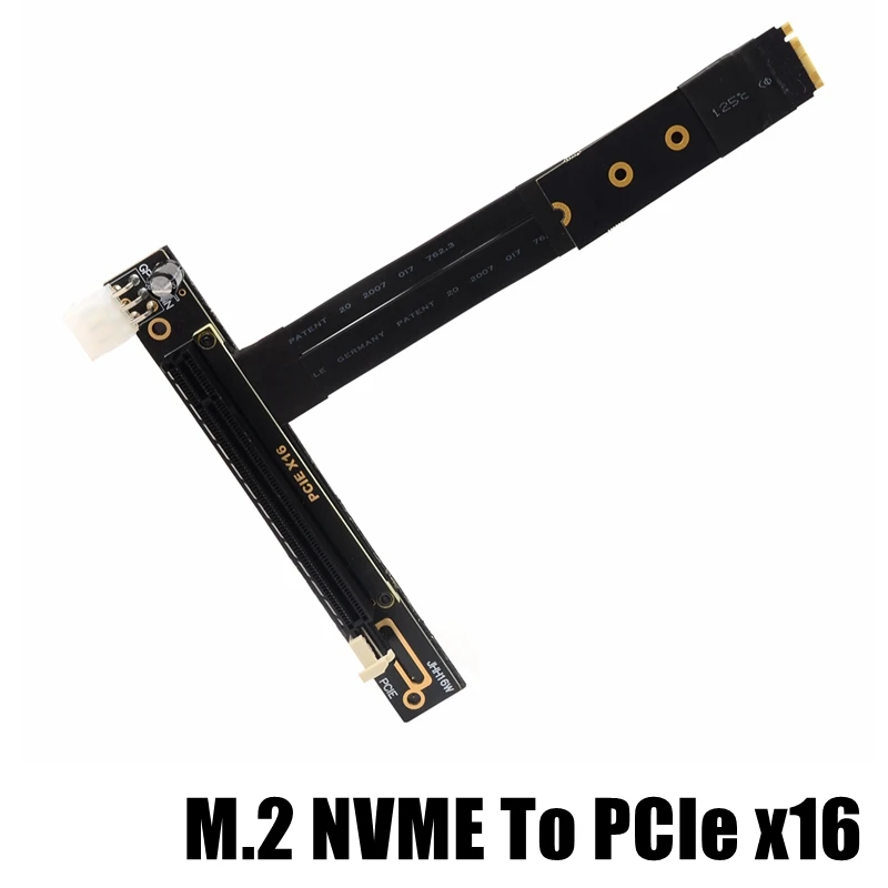 M.2 NVMe To PCI Express X16 Extender Adapter Jumper Cable with 6pin Power for GPU Graphics Video Cards Splint Vertical Extension