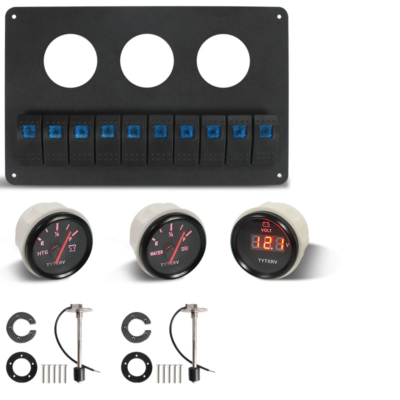 TYTXRV autocaravana vehículo recreativo, 10 interruptores mecánicos, 12V/24V, panel de control de voltaje universal, panel personalizable