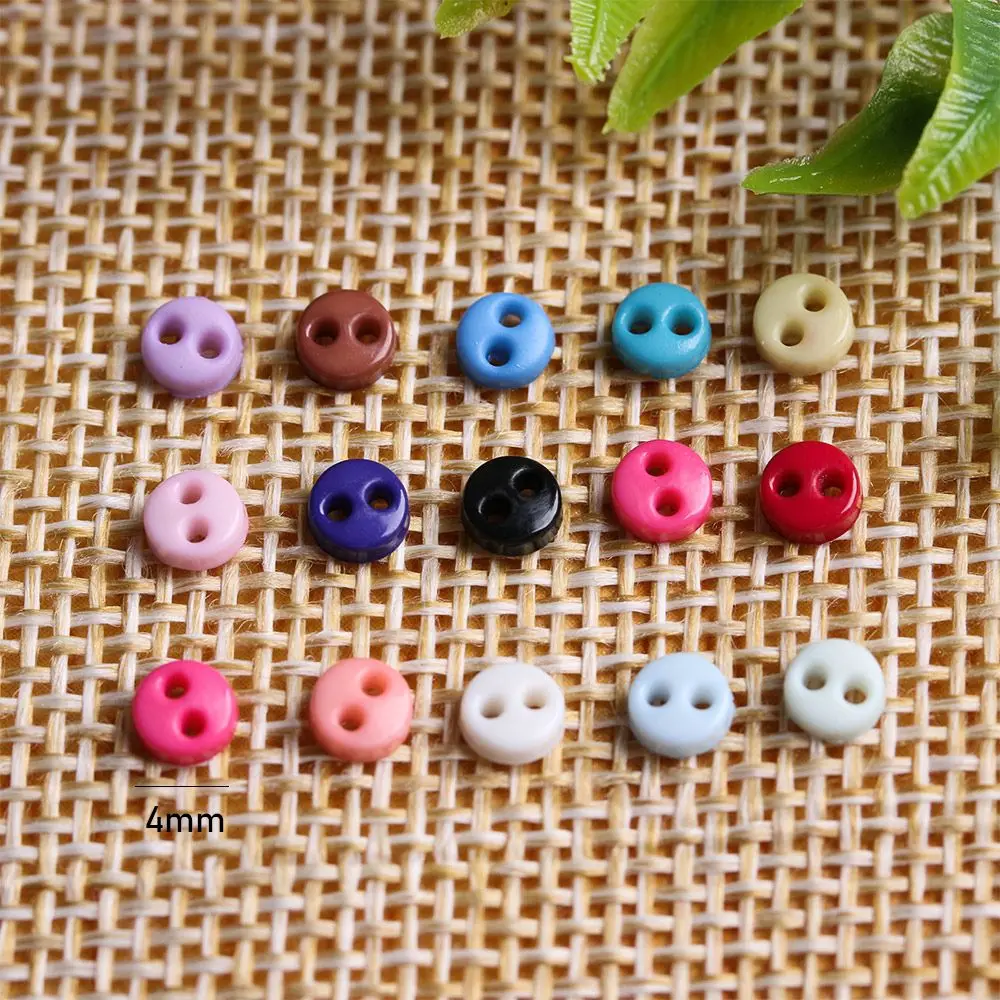 50Pcs 4mm Candy Color Mini Buttons Dollhoues Miniature Plastic Buckles Clothing Sewing Buckle Gift DIY Doll Clothes Accessories