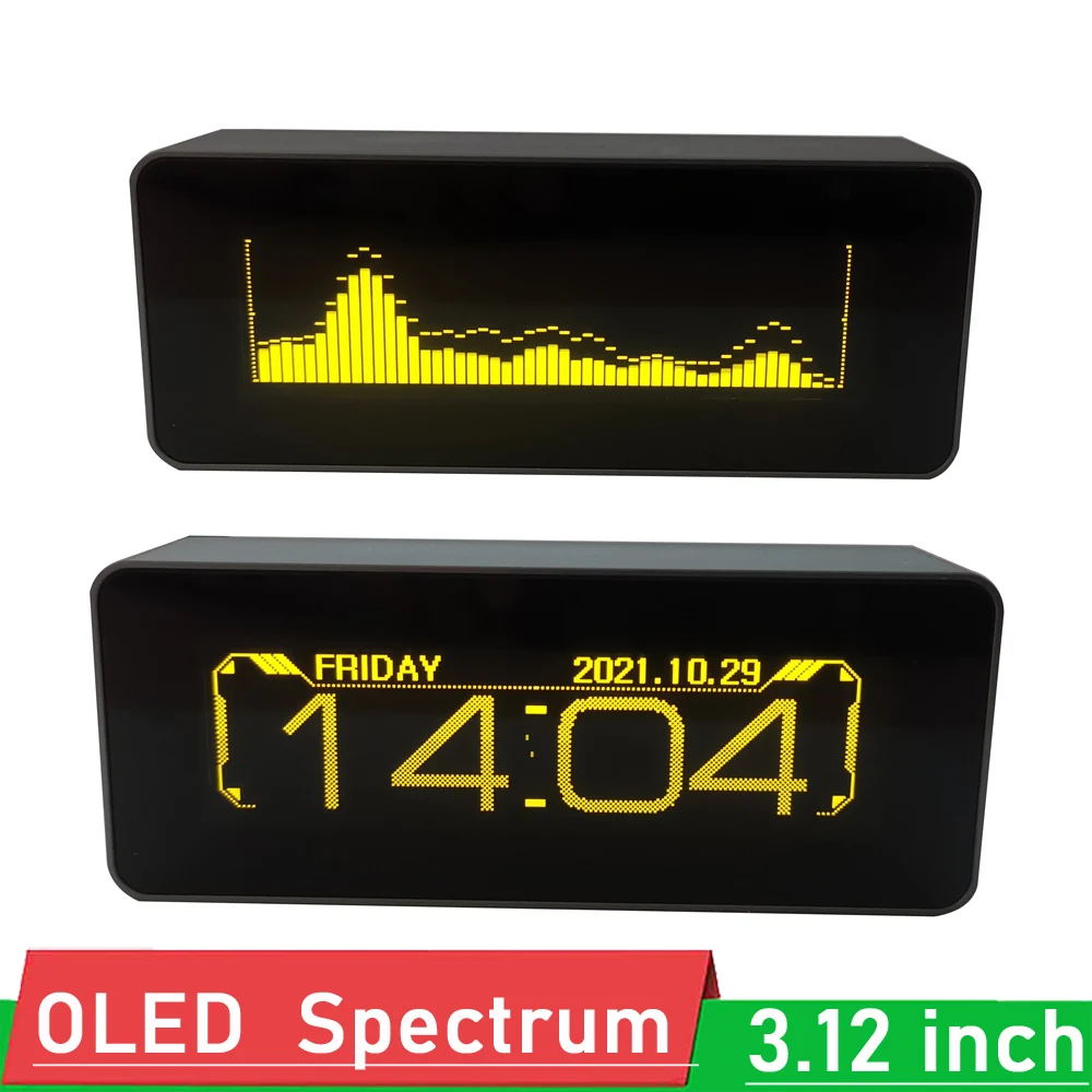 

3.12 inch OLED Music Spectrum CLOCK Display Voice remote control Level Indicator rhythm Analyzer VU Meter FOR POWER Amplifier