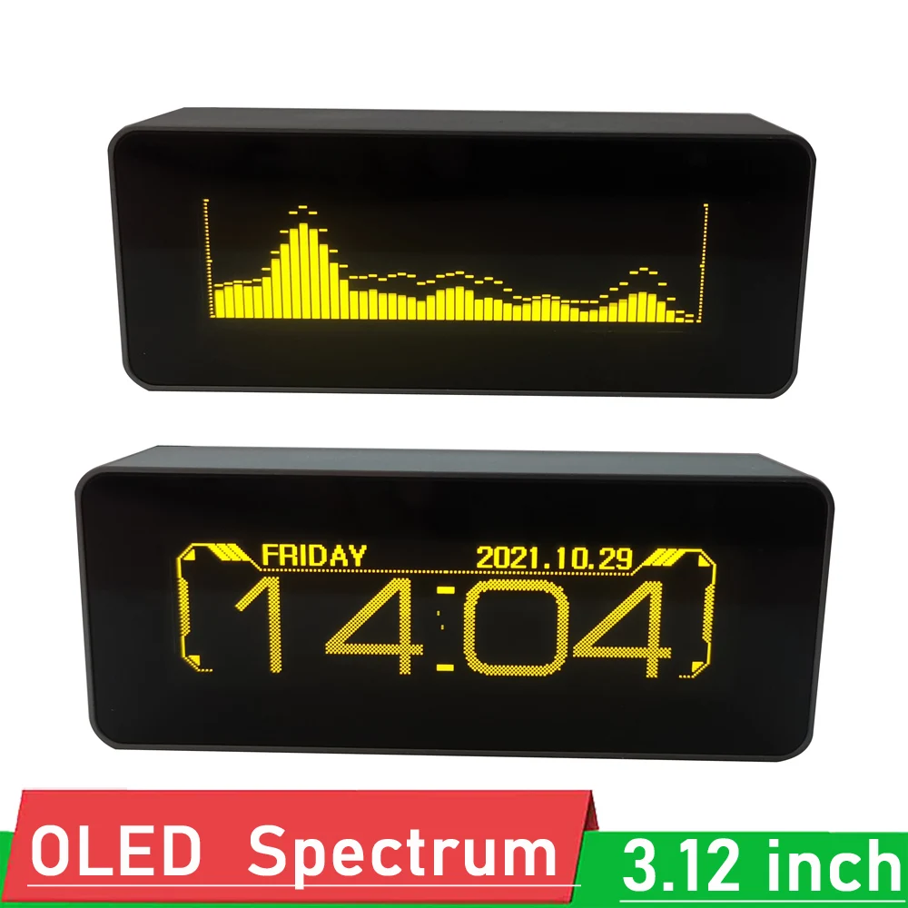 3.12 inch OLED Music Spectrum CLOCK Display Voice remote control Level Indicator rhythm Analyzer VU Meter FOR POWER Amplifier