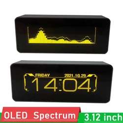 3.12 cal OLED muzyki spektrum wyświetlacz zegara z pilotem wskaźnik poziomu rytm analizator miernik VU do wzmacniacza mocy