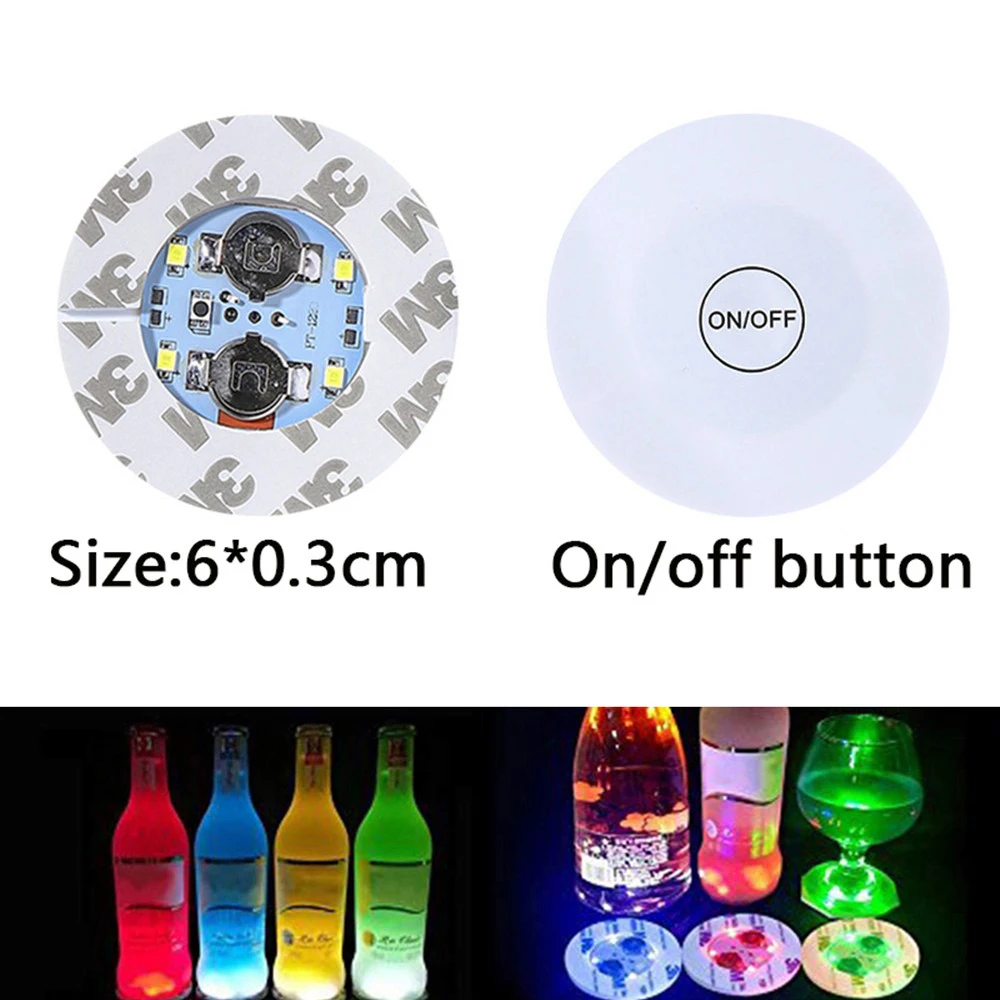 5/10Pcs Mini Glow Coaster LED Drink Cup Mat Bottle Light Stickers Festival Nightclub Bar Party Vase Decoration LED Glorifier