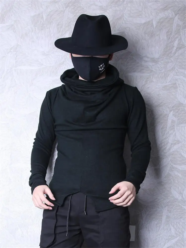 

Men's Long Sleeve Sweater Autumn Winter New Dark Korean Slim Personality Scarf Collar Fashion Sweater Knitted Undershirt