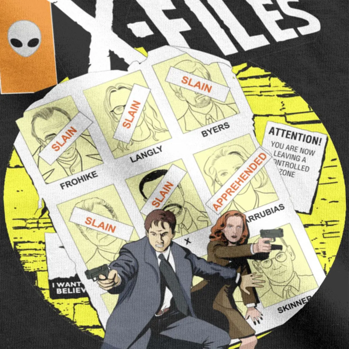 Uncanny The X Files T-Shirt for Men Alien Creative Pure Cotton Tee Shirt Round Collar Short Sleeve T Shirt Plus Size Clothes