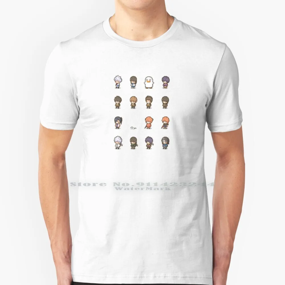 Pixel Gintama Set 100% Cotton T Shirt Gintama Gintoki Katsura Takasugi Elizabeth Hijikata Okita Yamazaki Kyuubei Kagura Kamui