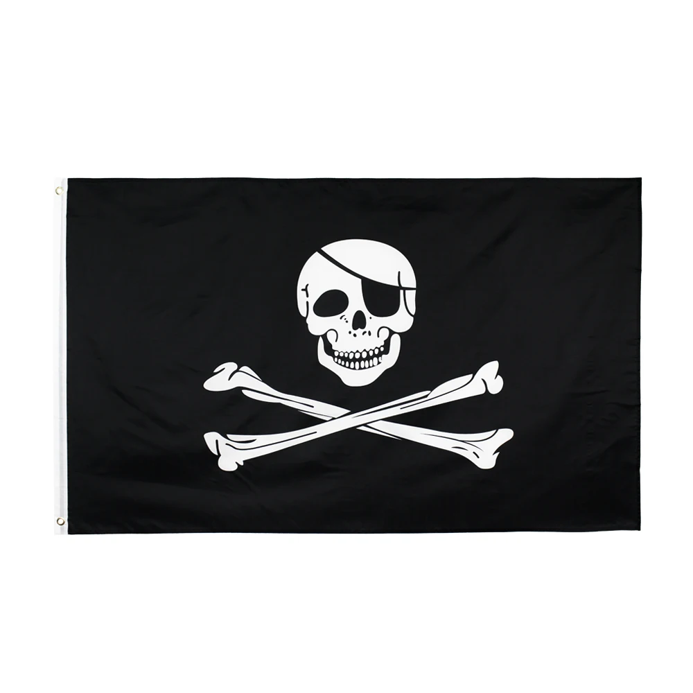 FLAGHUB 60X90 90X150cm Jolly Roger Skull Double Bone Pirate Flag For Decoration