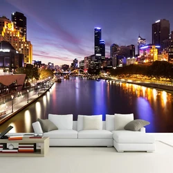 Custom Mural Wallpaper Modern City Night View Photography Art Murals Restaurant Living Room Sofa TV Background Photo Wall Paper