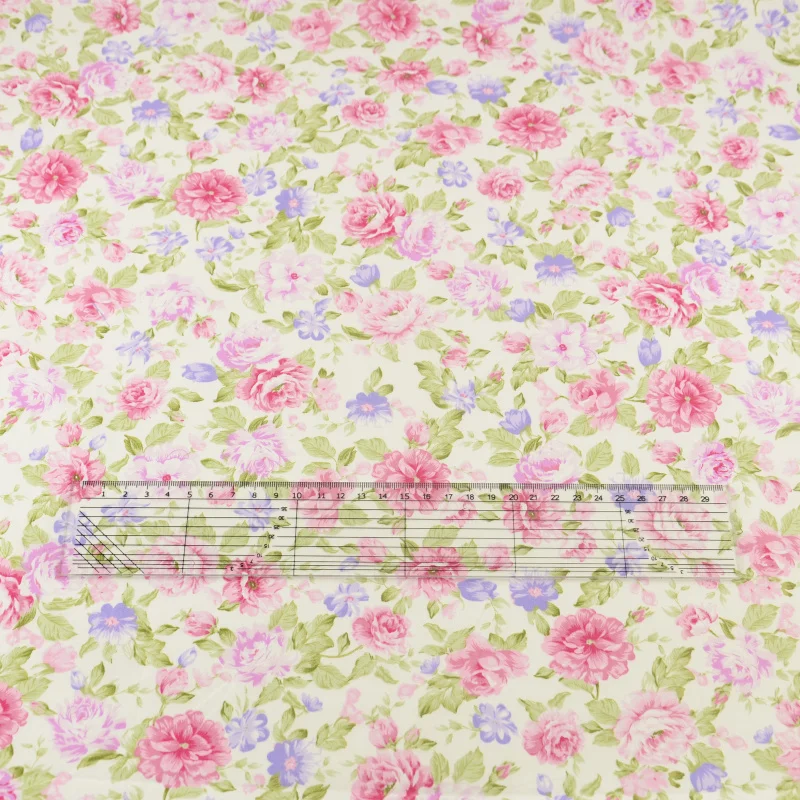 Pink Printed Blooming Flowers Designs 100% Cotton Fabric Sewing Crafts Quilting Patchwork Home Textile Bedding Scrapbooking