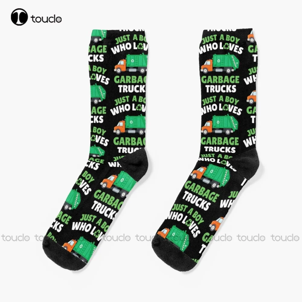 Just A Boy Who Loves Garbage Trucks Socks Unisex Adult Teen Youth Socks Personalized Custom 360° Digital Print Hd High Quality