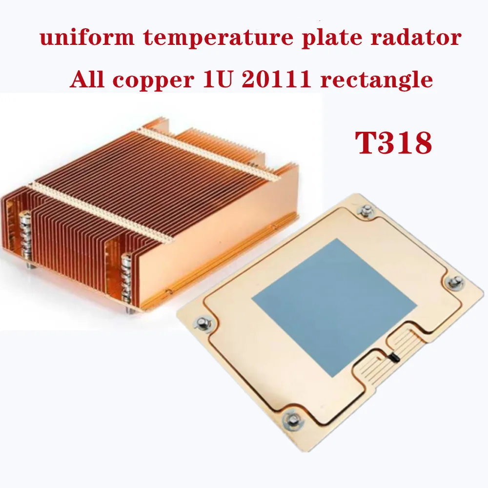 For Intel LGA 2011 2066 X79 Rectangle Narrow Workstation Industrial Cooling T318 1U Server CPU Cooler Radiator Copper Heatsink