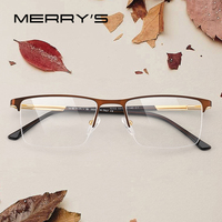 MERRYS DESIGN Men Glasses Frame Male Square Half Optical Ultralight Business Style Myopia Prescription Alloy Eyeglasses S2055