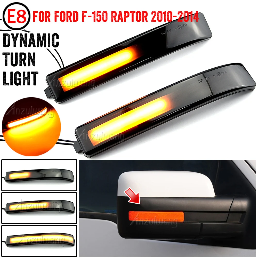 

LED Dynamic Side Mirror Turn Signal Lights For Ford F150 F-150 2009-2014 SVT Raptor 2010-2014 Sequential Lamp Blinker Indicator